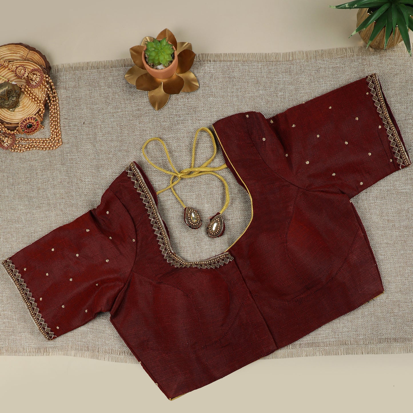 Maroon Cotton Silk Blouse
