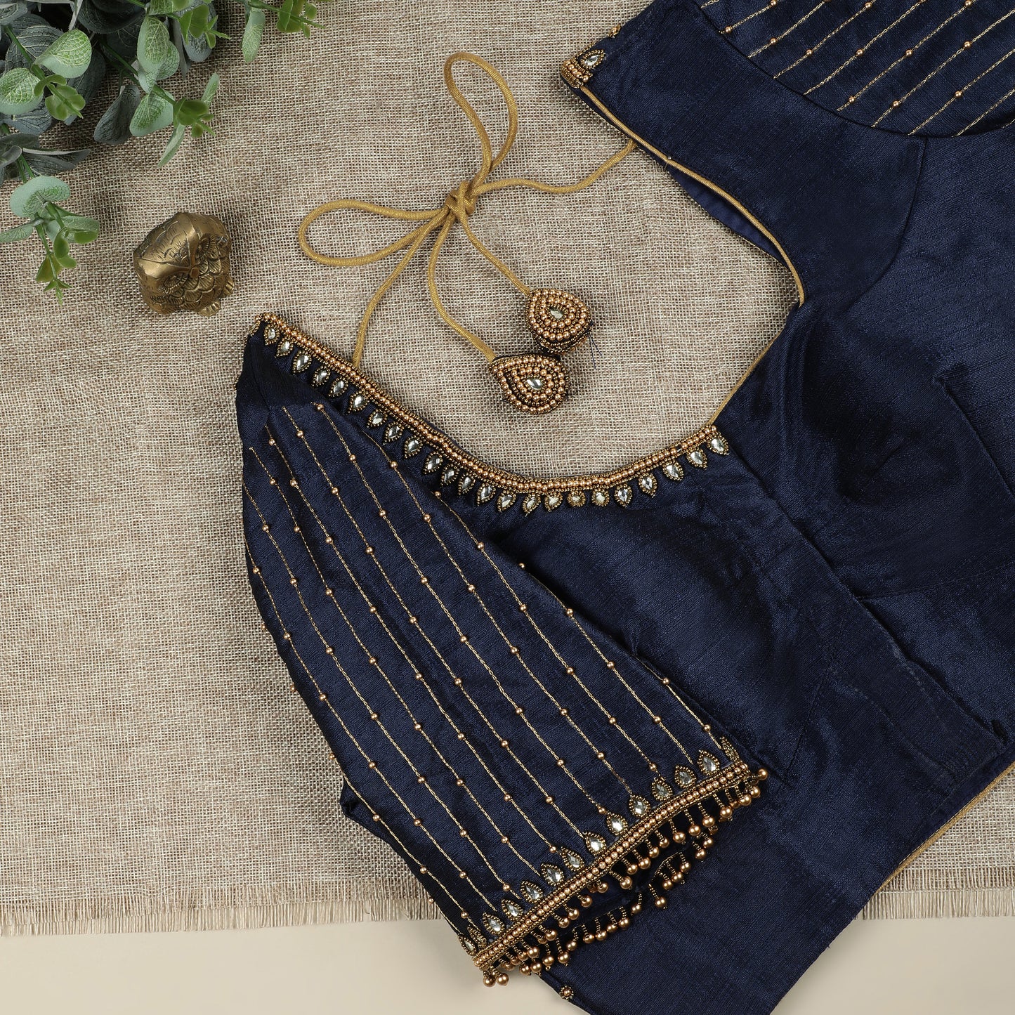 Navy Blue Silk Blouse