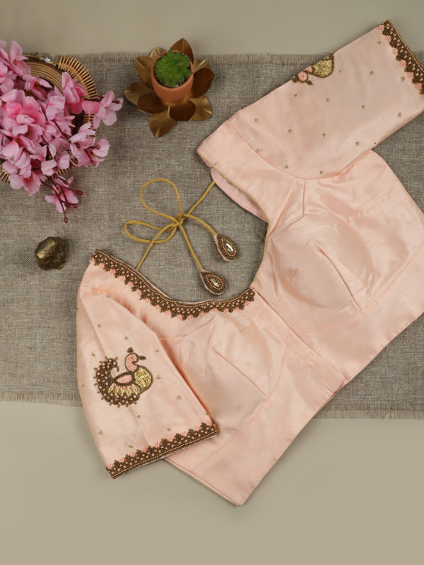 Peach Pink Silk Blouse