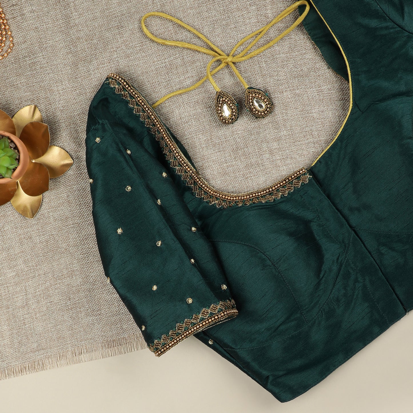 Dark Green Silk Blouse