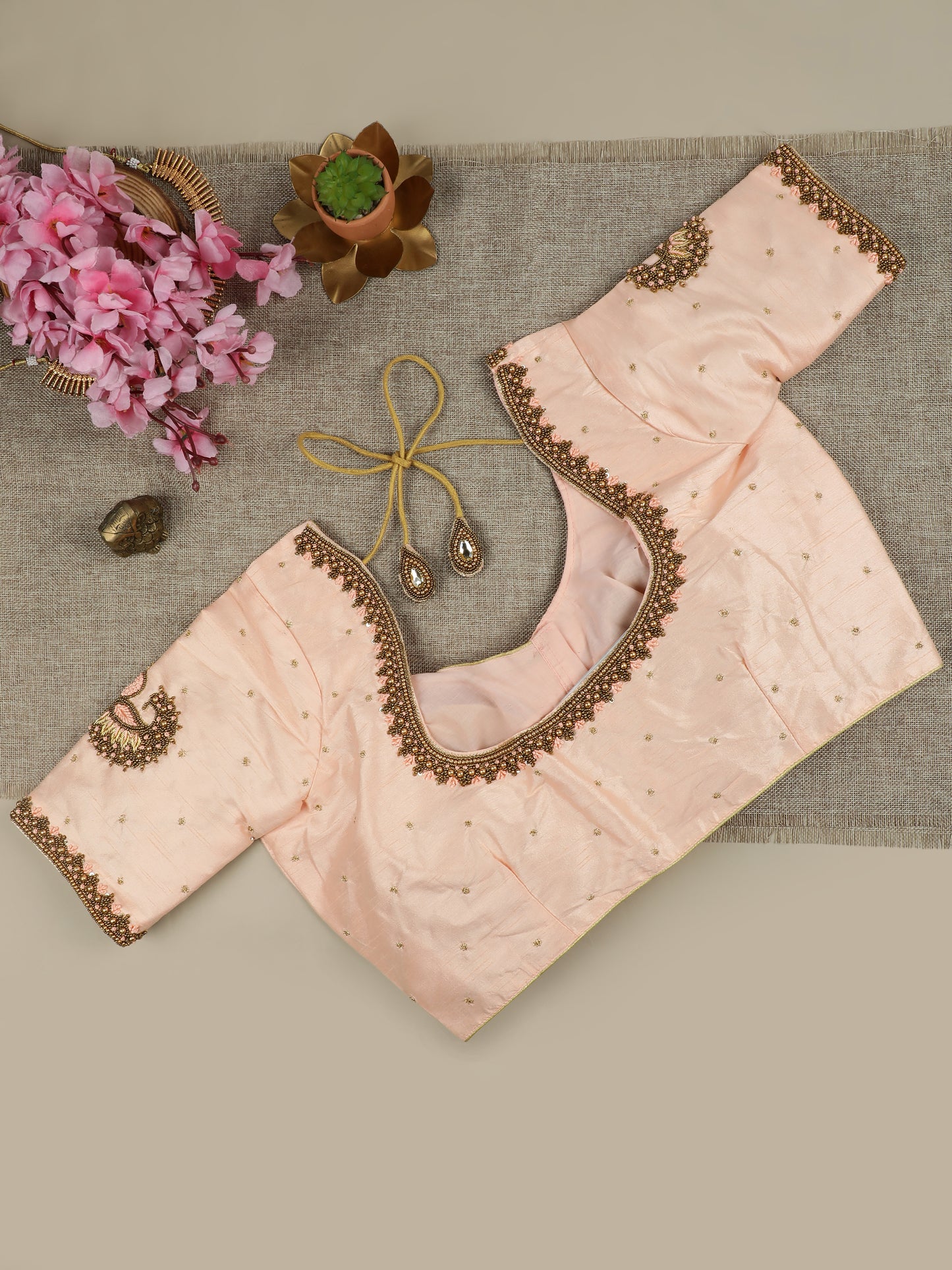 Peach Pink Silk Blouse