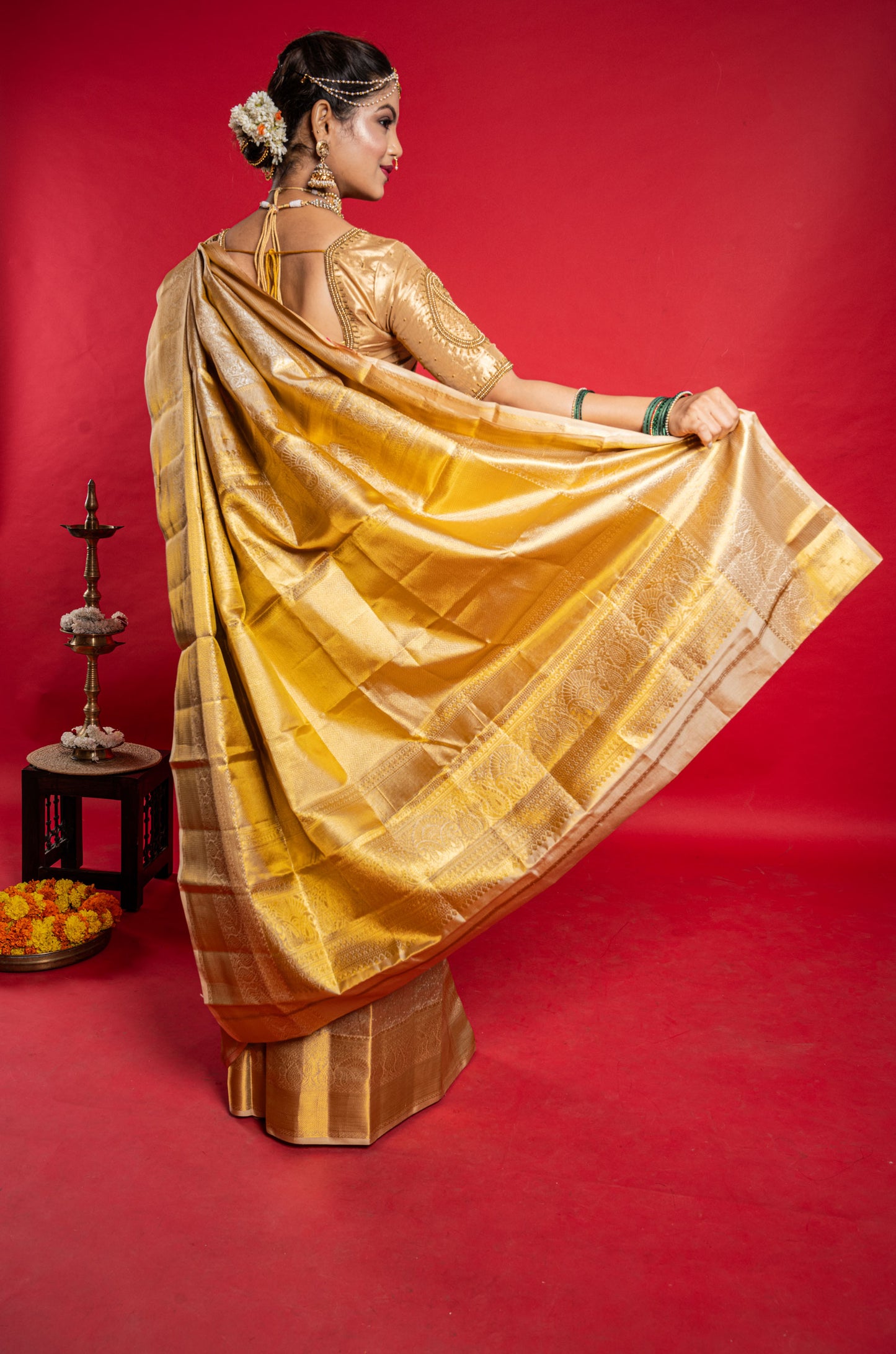 Shrivvi Golden Silk Saree