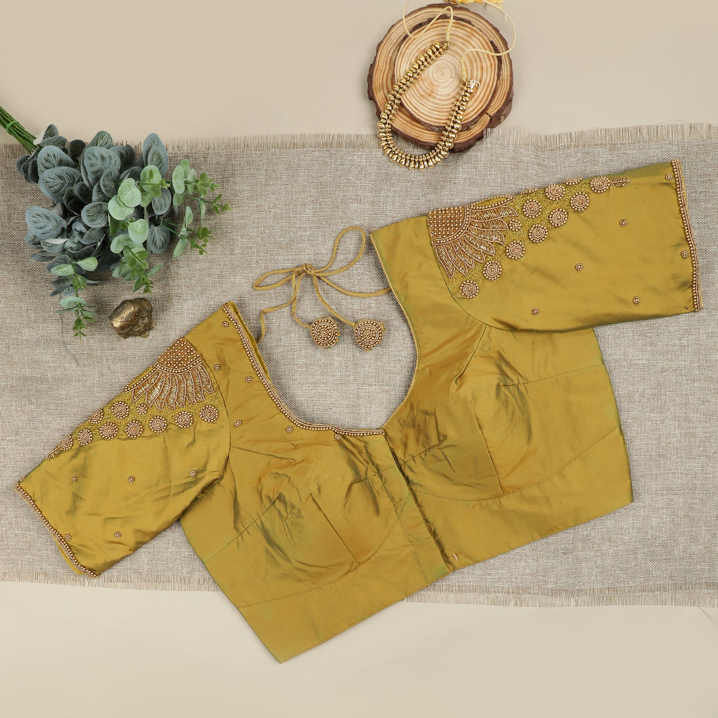 Greenish Golden Silk Blouse