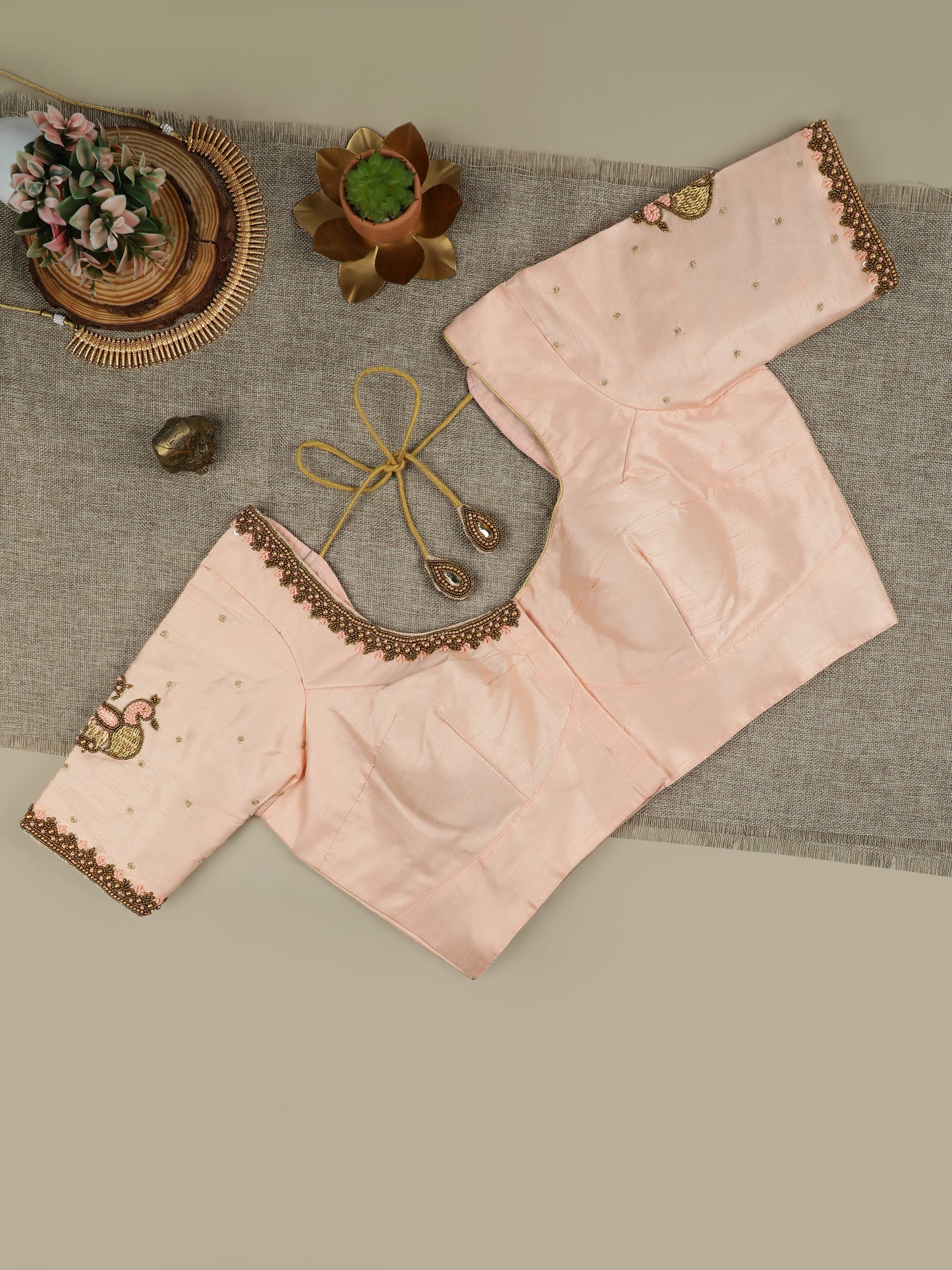 Peach Pink Silk Blouse