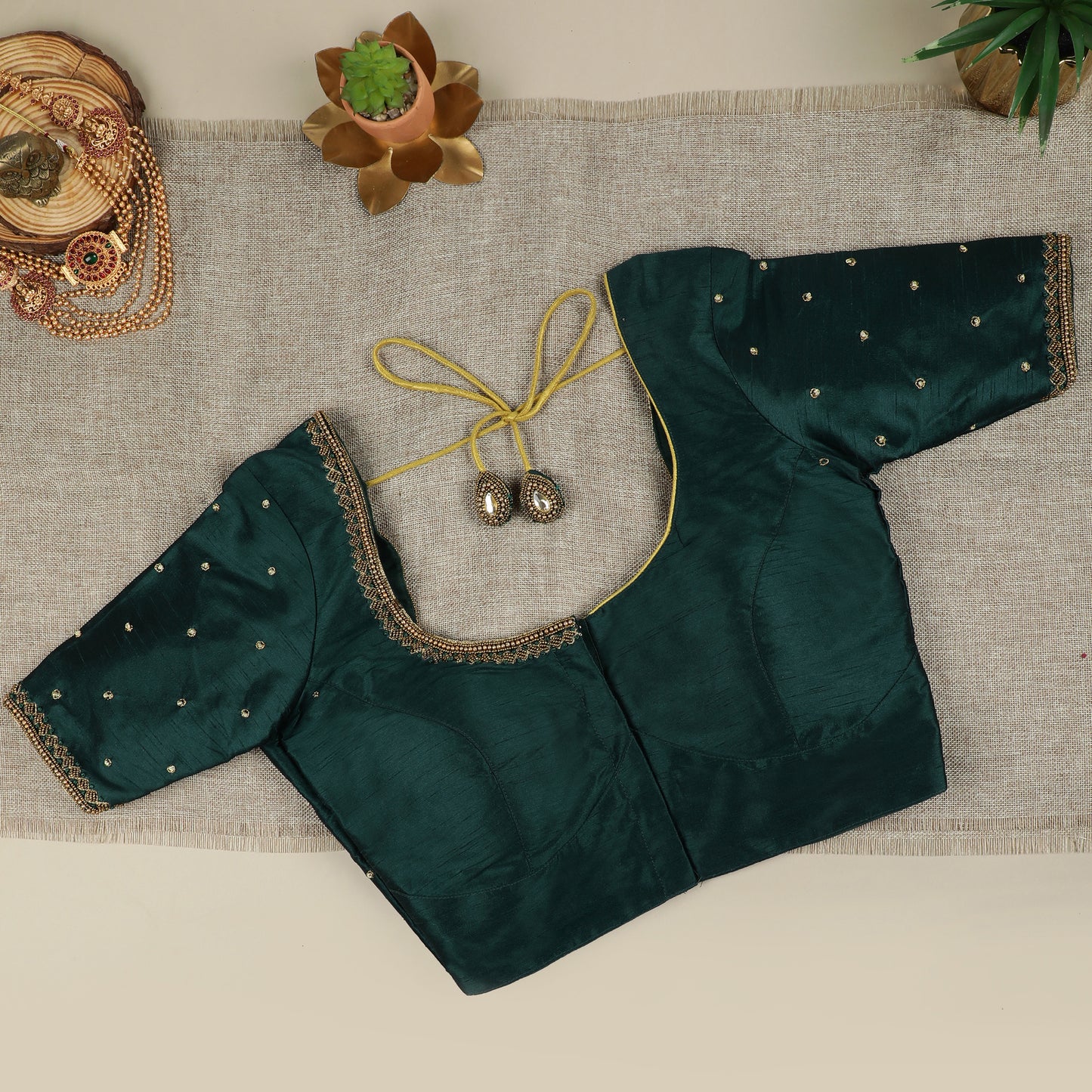 Dark Green Silk Blouse