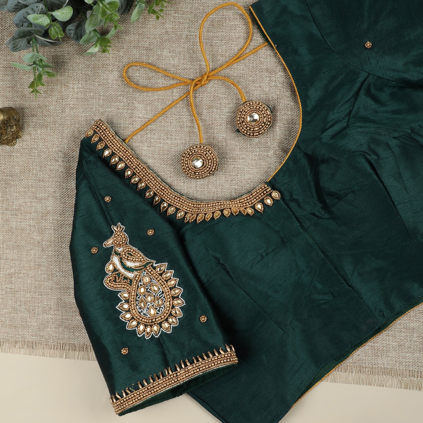 Dark Green Silk Blouse