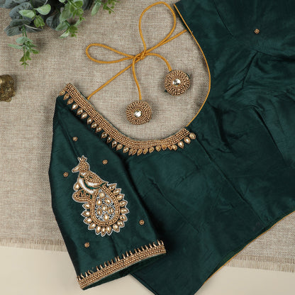 Dark Green Silk Blouse
