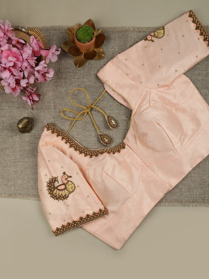 Peach Pink Silk Blouse