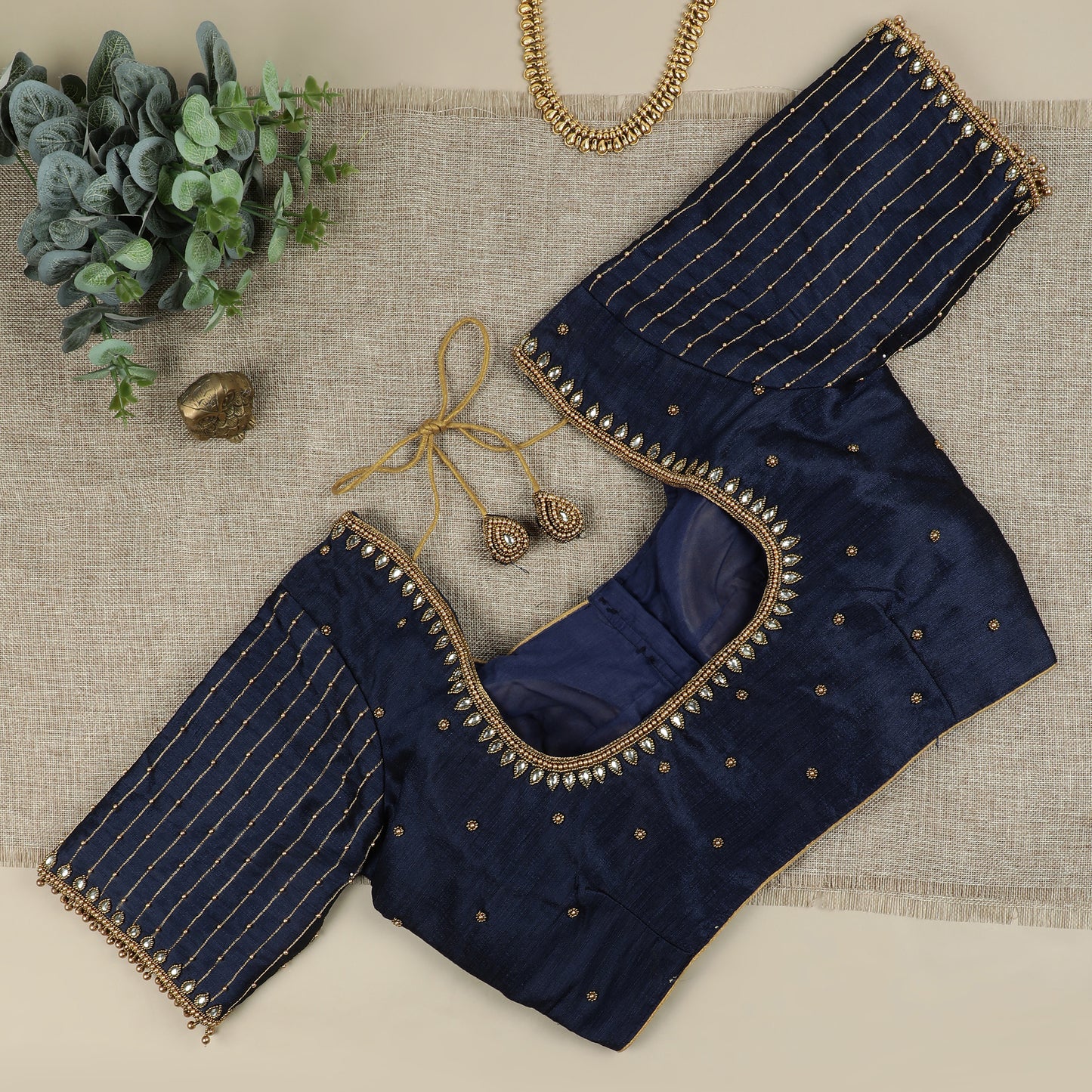 Navy Blue Silk Blouse