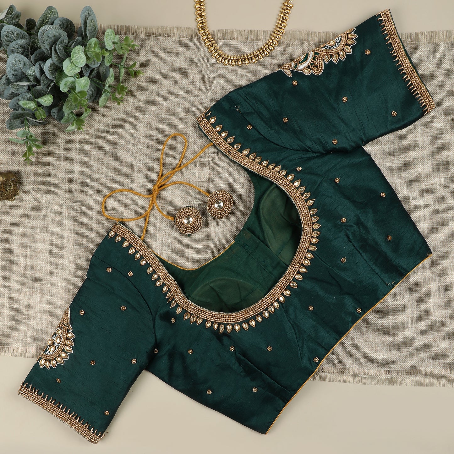Dark Green Silk Blouse