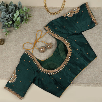 Dark Green Silk Blouse