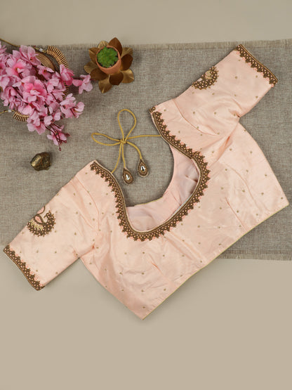 Peach Pink Silk Blouse