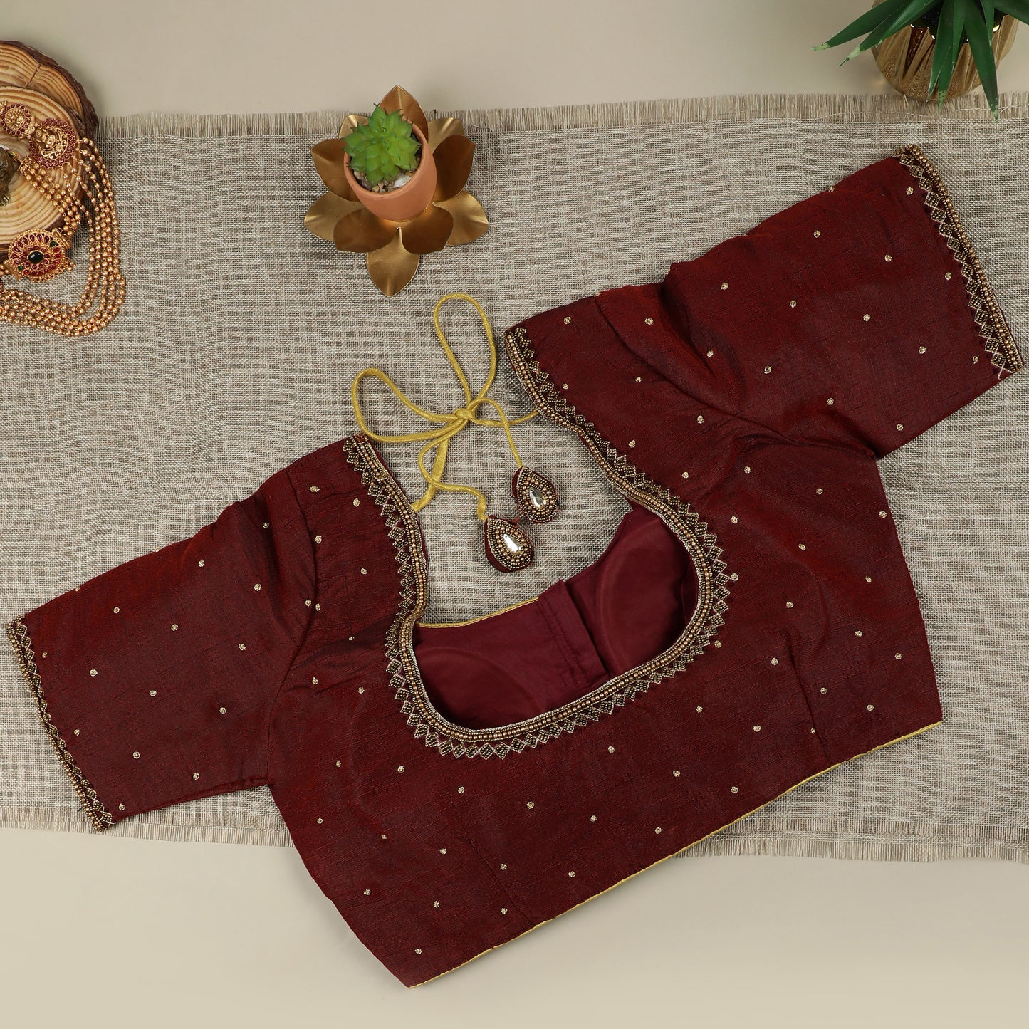 Maroon Cotton Silk Blouse
