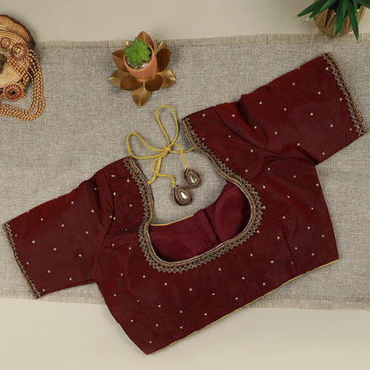 Maroon Cotton Silk Blouse