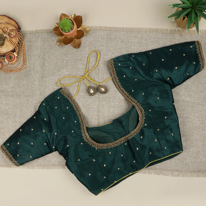 Dark Green Silk Blouse