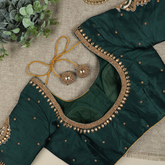 Dark Green Silk Blouse