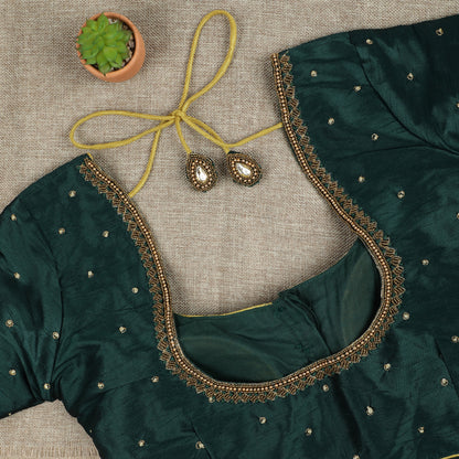 Dark Green Silk Blouse
