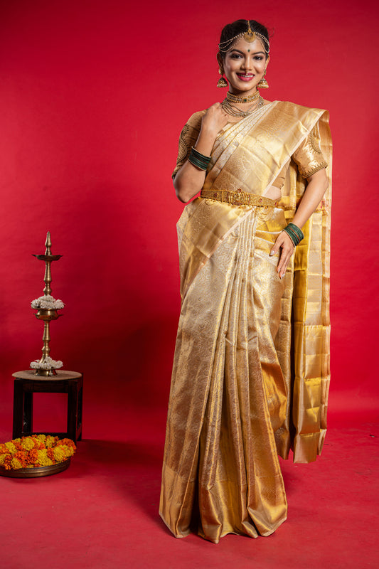 Shrivvi Golden Silk Saree