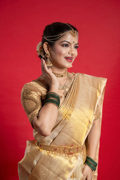 Shrivvi Golden Silk Saree