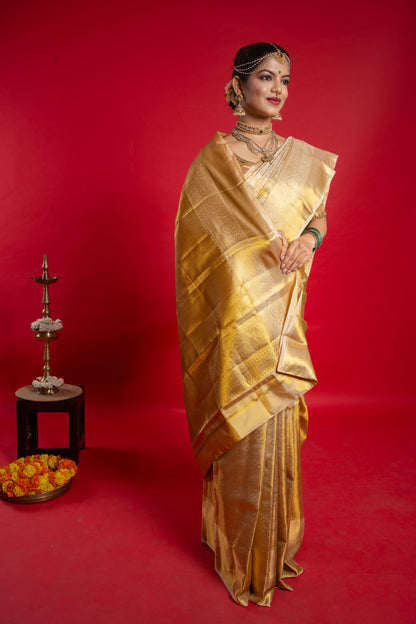 Shrivvi Golden Silk Saree