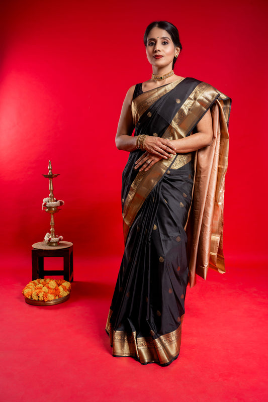 Shrivvi Rich Black Silk Saree