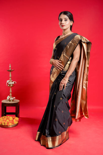 Shrivvi Rich Black Silk Saree