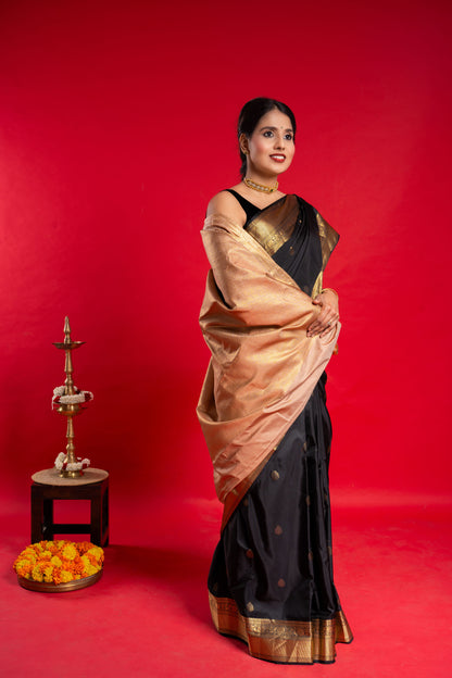 Shrivvi Rich Black Silk Saree