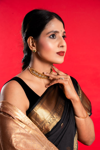 Shrivvi Rich Black Silk Saree