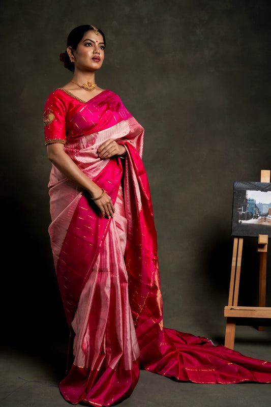 shrivvi-onion-pink-silk-saree-with-dark-pink-border,-golden-zari-design-&-dark-pink-pallu